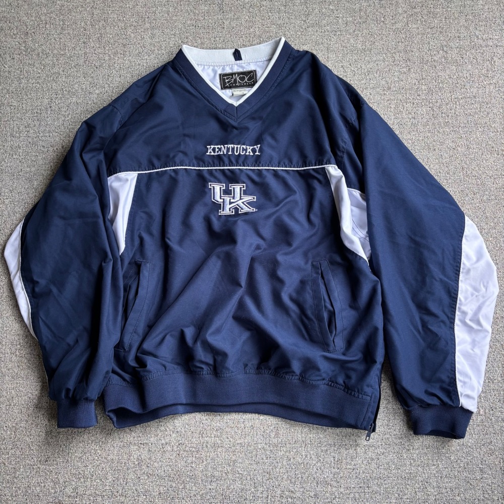 Kentucky Wildcats Windbreaker Pullover Mens M Navy Blue NCAA BMOC Sportswear